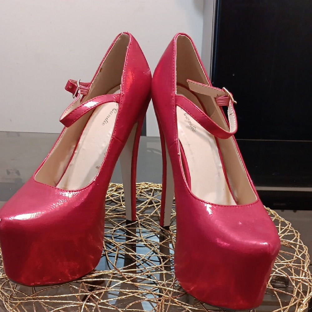 Elegant Red Eye Candie High Heels with Platform Sole